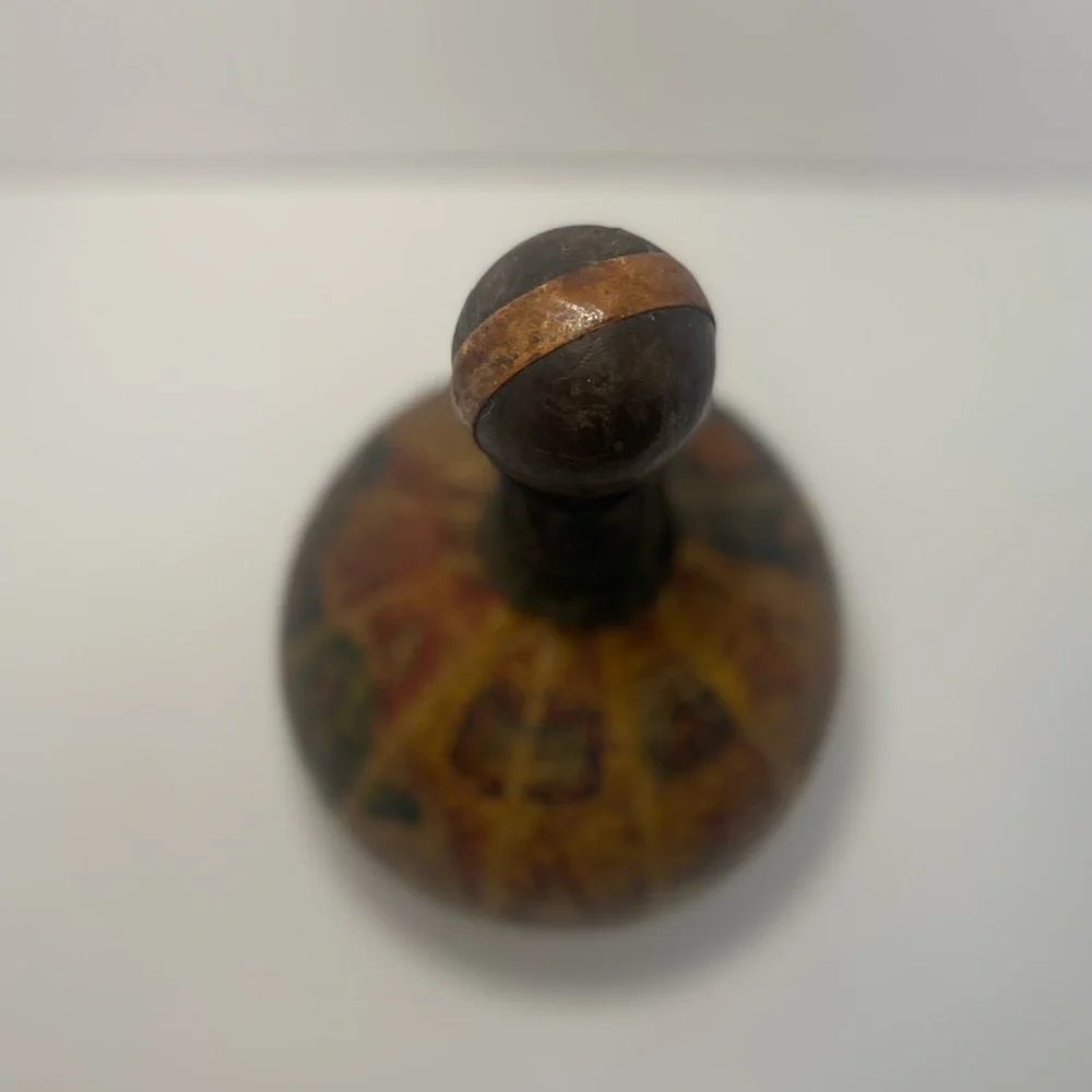 Vintage leather covered globe decanter. Made in Italy.